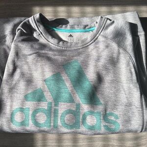 Adidas Heather Gray Sweatshirt with Teal Accents